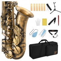 Set Saxofon Alto Incepatori Eastar AS-II-Ab, Antique Brass, Case & Stand + Accesorii